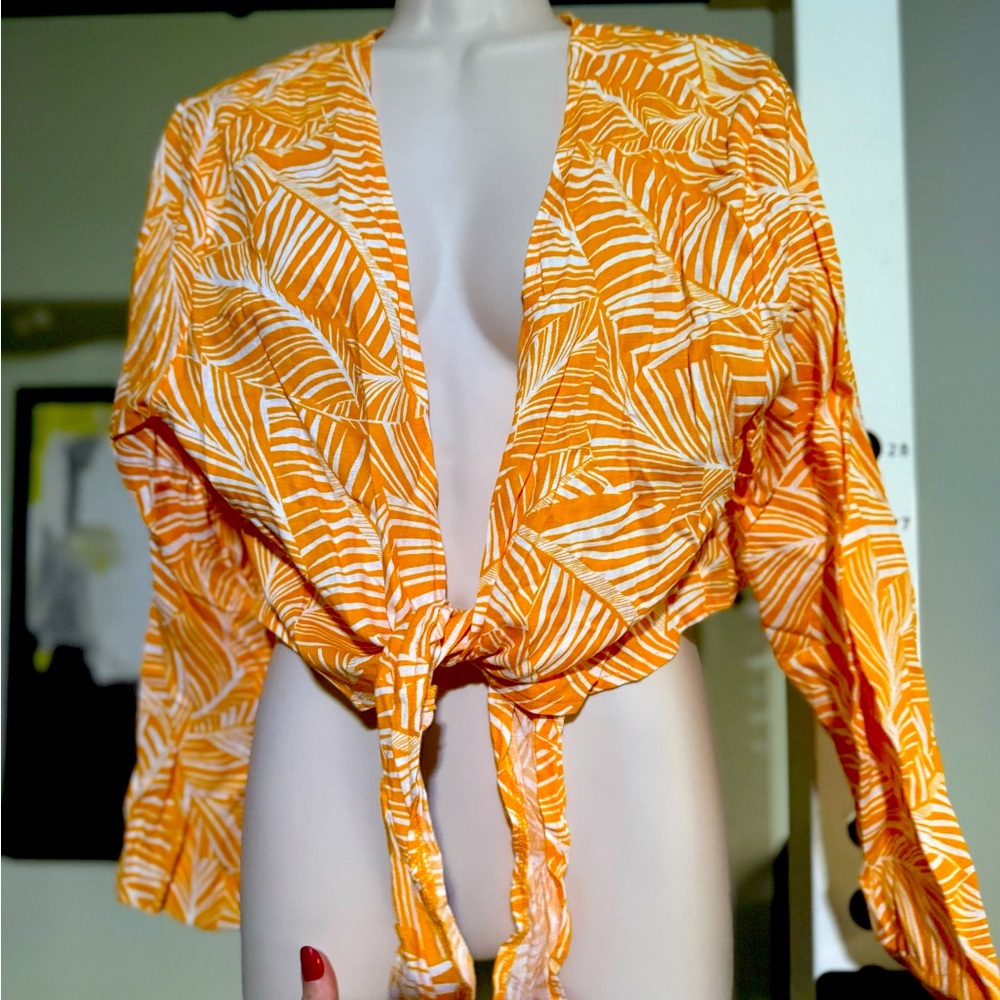 Shade & Shore NWT Tropical Wrap Long Sleeve Swim Coverup - Tropical Palm, XL